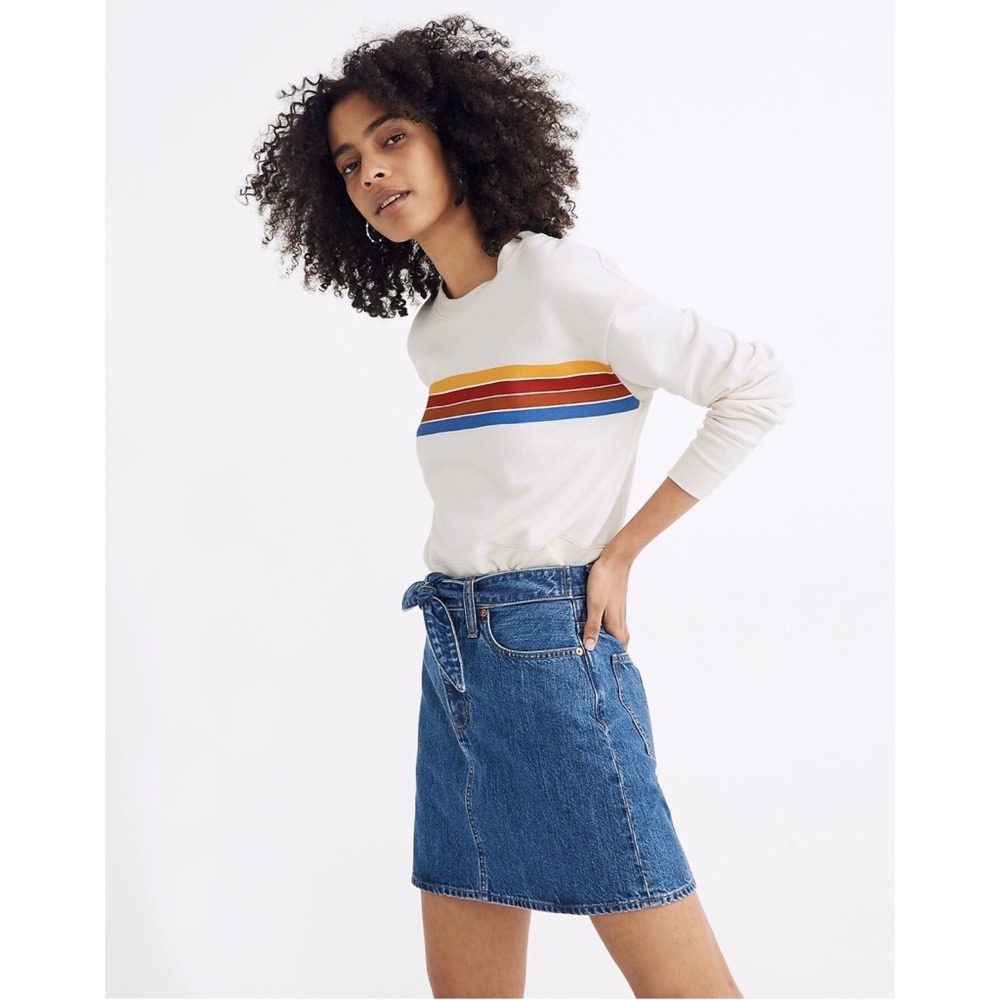 Madewell Rigid Denim Straight Mini Skirt Jean Tie Waist Sz 25 - Picture 10 of 11